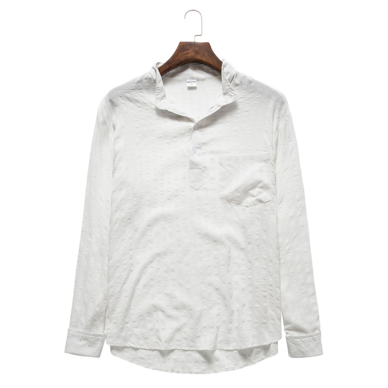 Solid Color Long Sleeve Linen Slimming Shirt