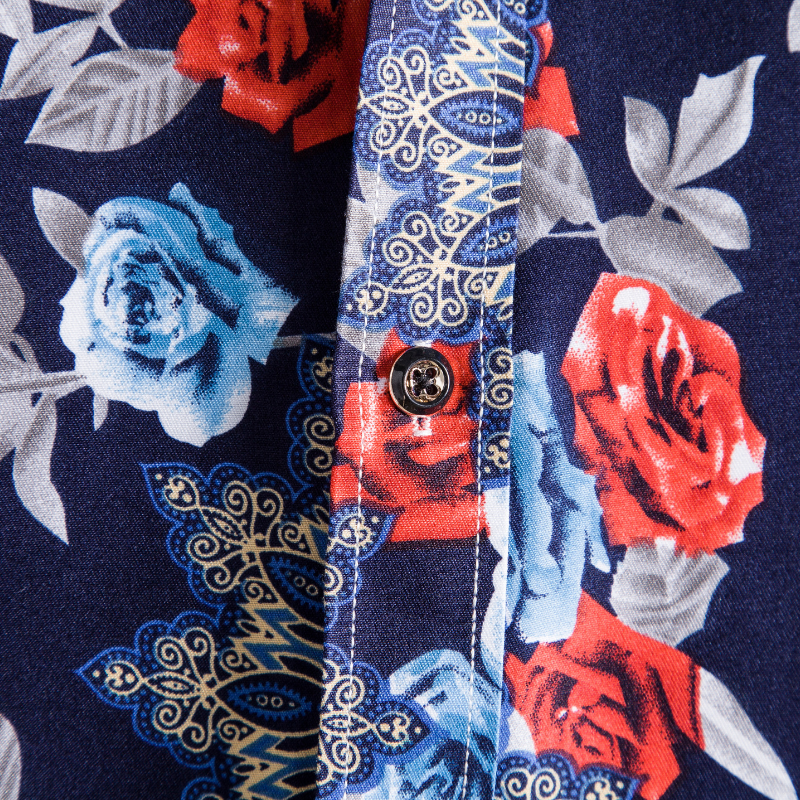 Casual rose and shapes printed long sleeve shirt
