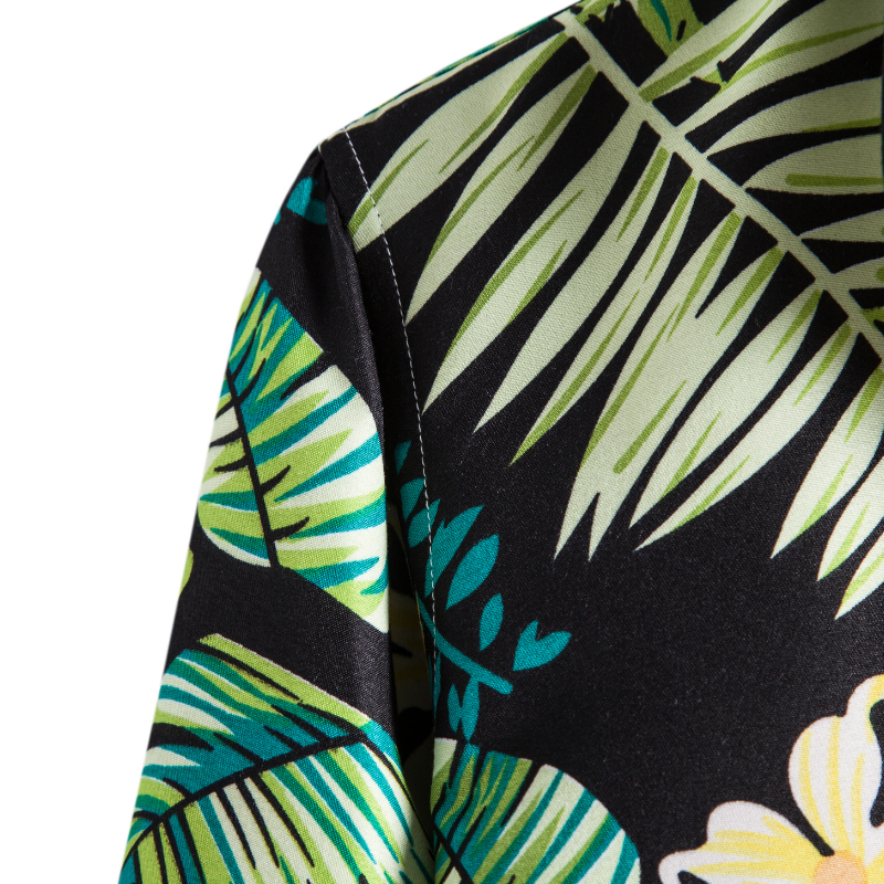 Tropical plants printed long sleeve shirt