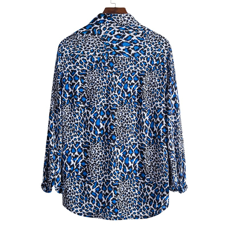 Men's causal leopard printed long sleeve shirt