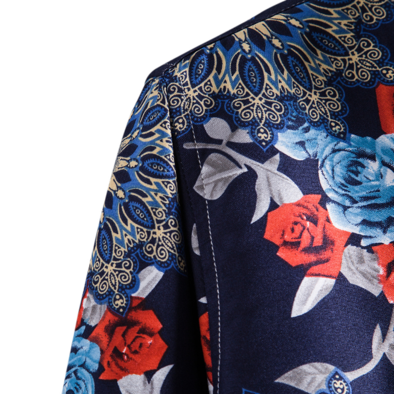 Casual rose and shapes printed long sleeve shirt