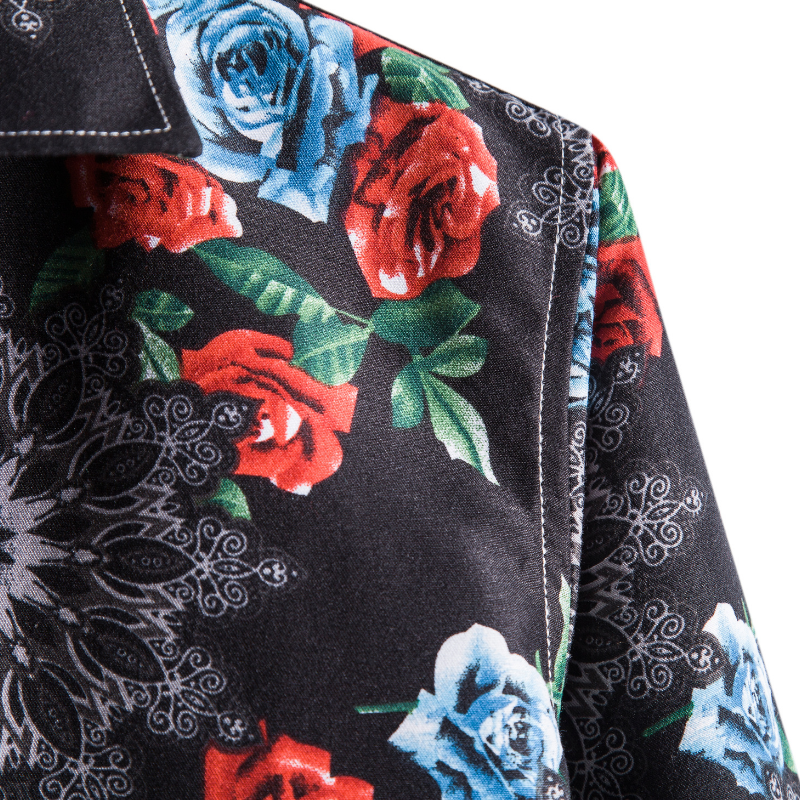 Casual rose and shapes printed long sleeve shirt