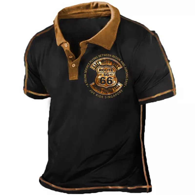 Vintage Route 66 Men's Polo Short Sleeve T-Shirt