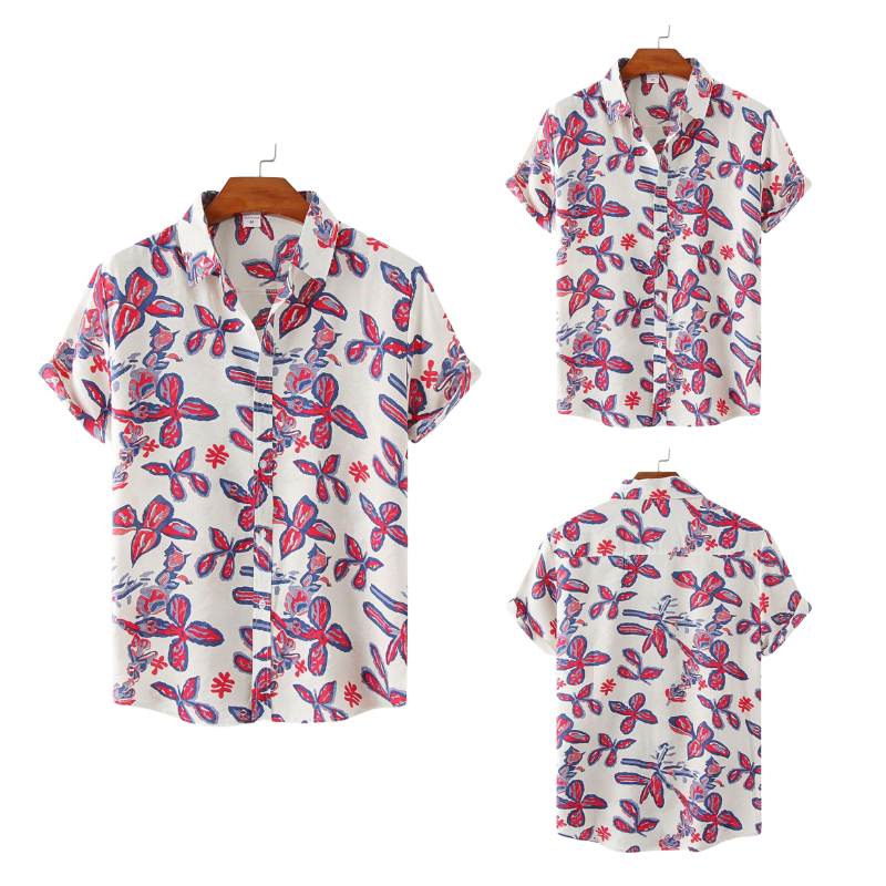 White Hawaiian Floral Print Casual Shirt