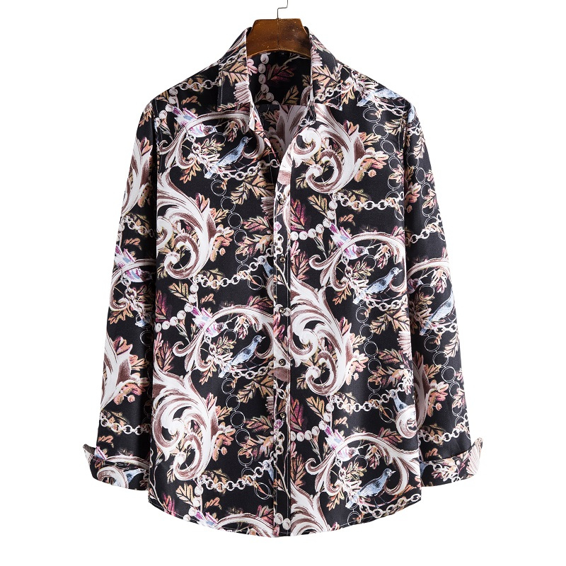 Casual flourished long sleeve shirt for men