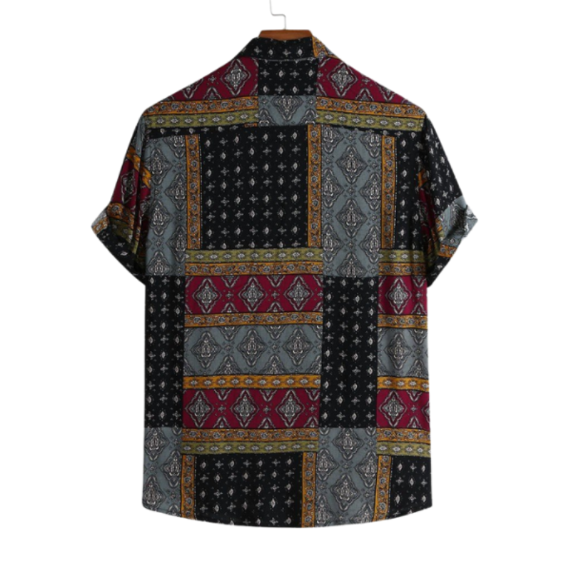 Black Hawaiian Print Shirt