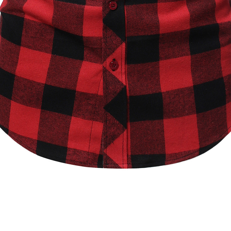 Casual frosted plaid dual-pocket long sleeve shirt