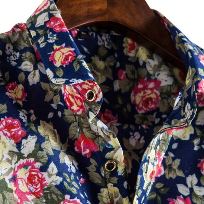 Elegant flowers printed men's long sleeve shirt