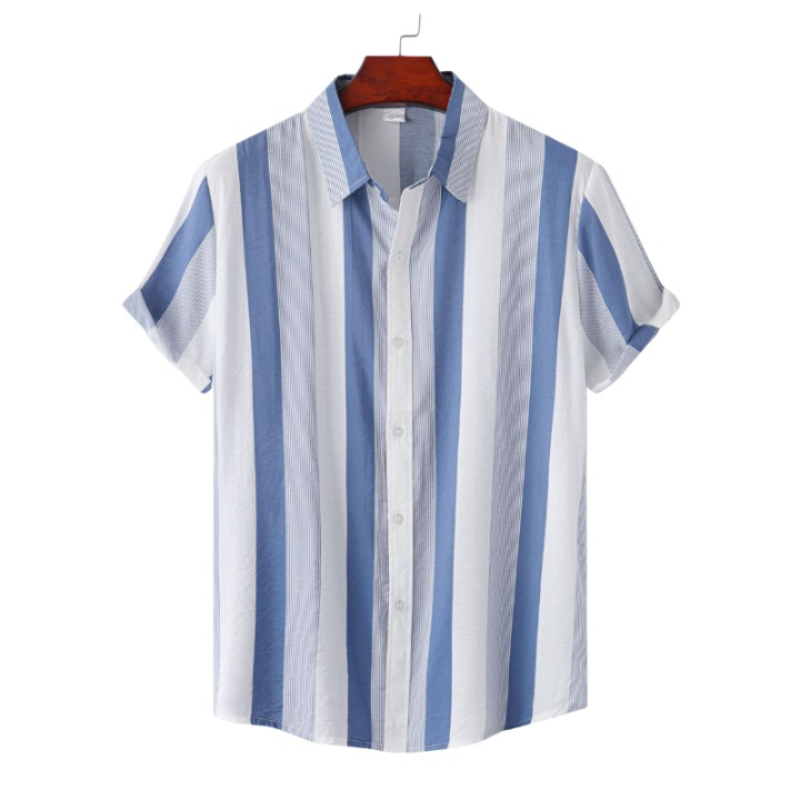 Awning Striped Lapel Collar Casual Shirt