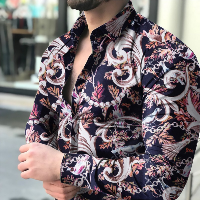 Casual flourished long sleeve shirt for men