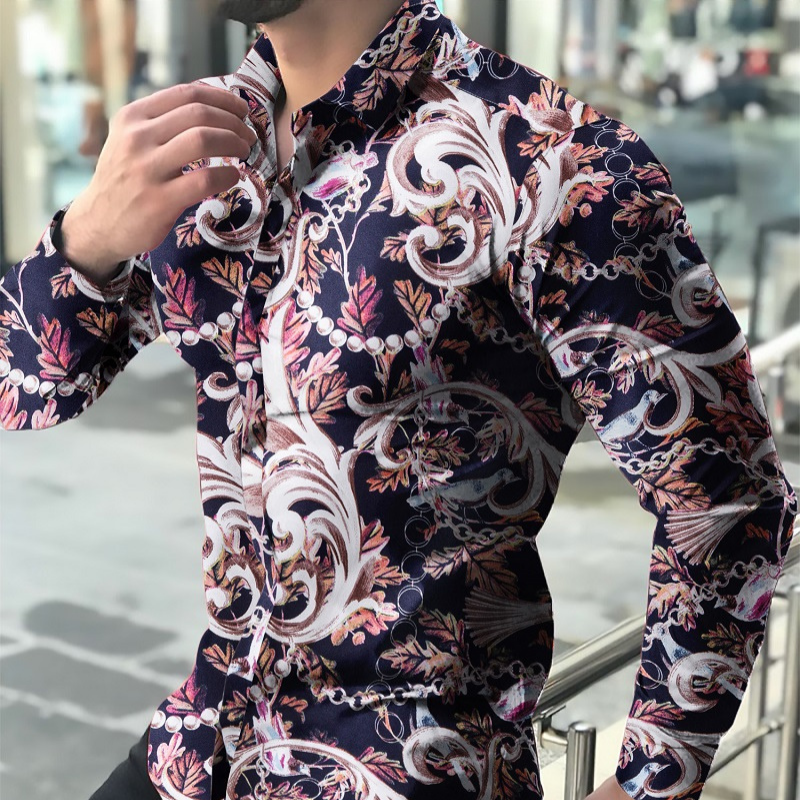 Casual flourished long sleeve shirt for men