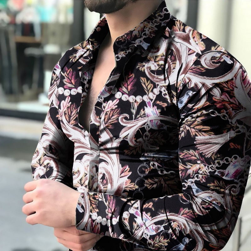 Casual flourished long sleeve shirt for men