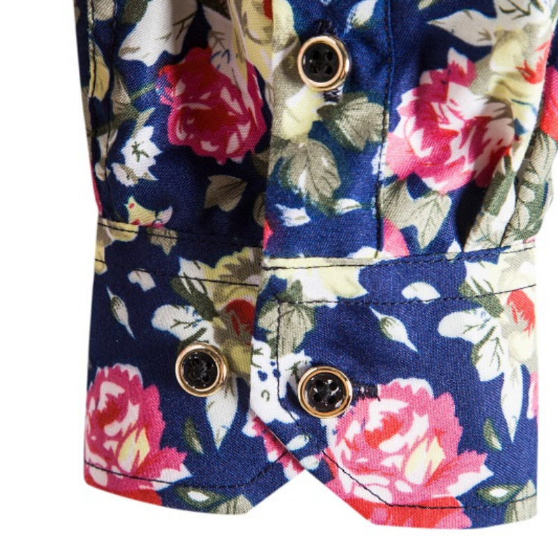 Elegant flowers printed men's long sleeve shirt