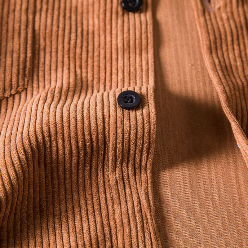 Corduroy Long Sleeve Lapel Casual Men's Shirt