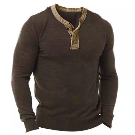 Men's Vintage Polo Neck Long Sleeve T-shirt