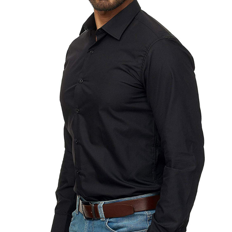 Men's casual long sleeve solid business shirt