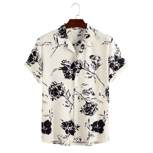 Rose Lapel Collar Cream Shirt