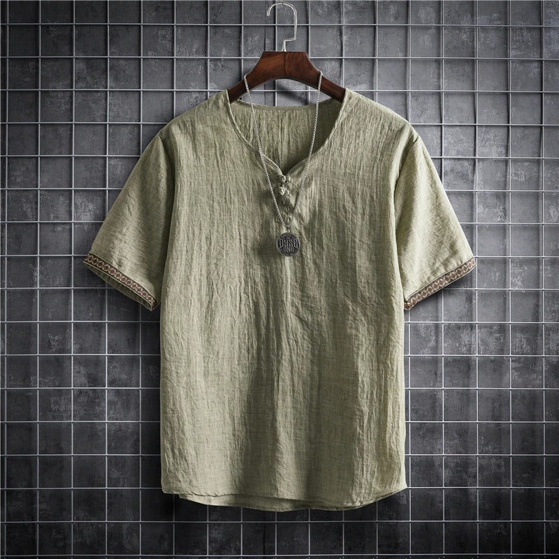 Men's Short Sleeve Hawaii Solid Knotted Shirt