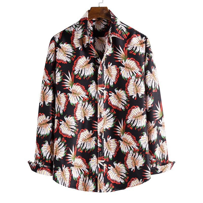 Leaf Printed Long Sleeve Shirt