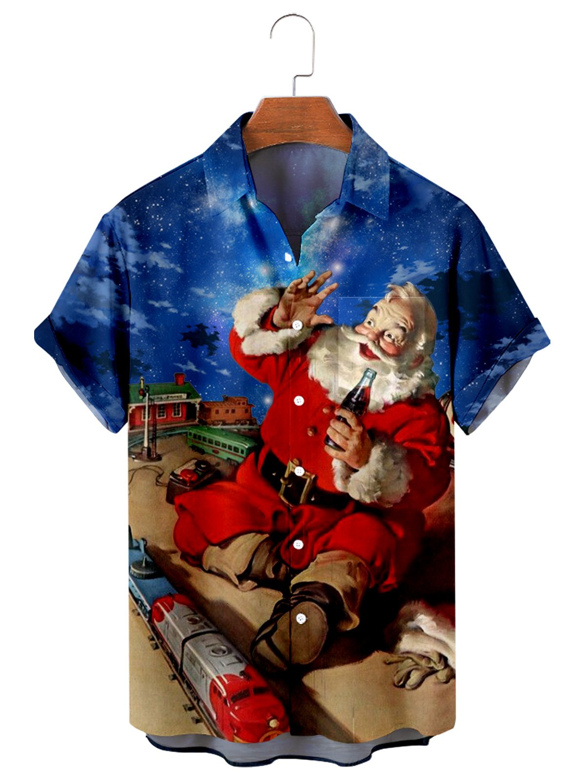 Merry Santa Print Casual Shirt