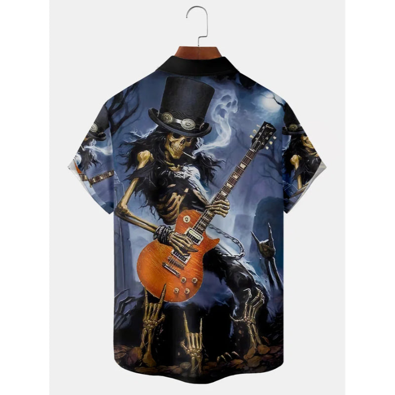 Men's Halloween Printed Shirt With Chest Pocket