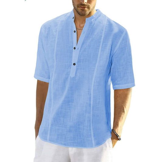 Comfortable Casual Linen Shirt Middle Sleeves