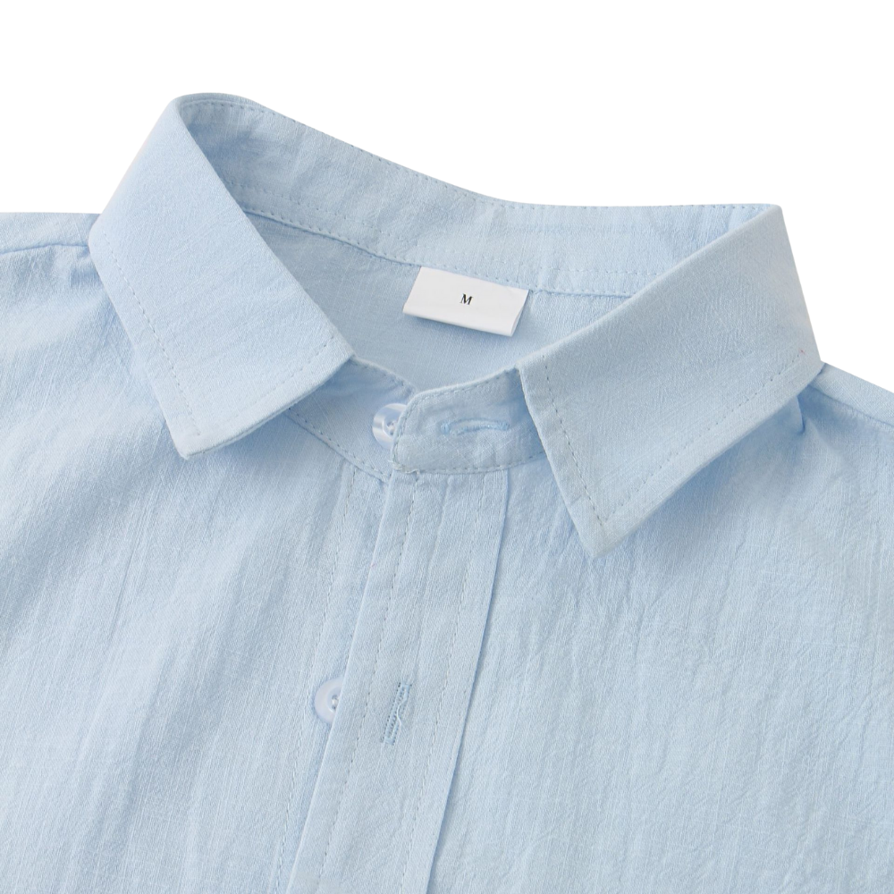 S12 Solid Cotton And Linen Lapel Shirt