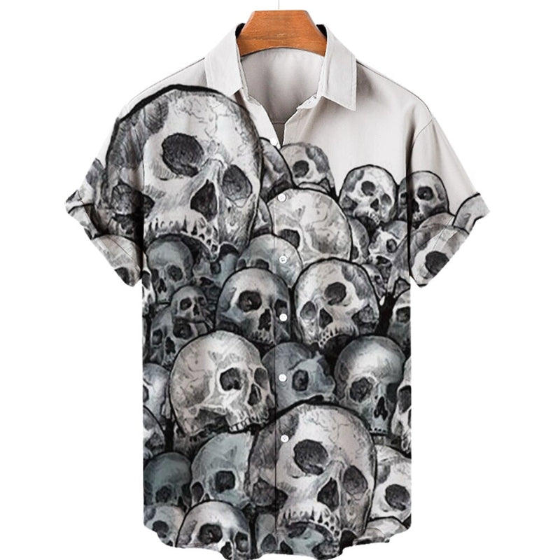 Men's Hawaiian Skull Printed Shirts