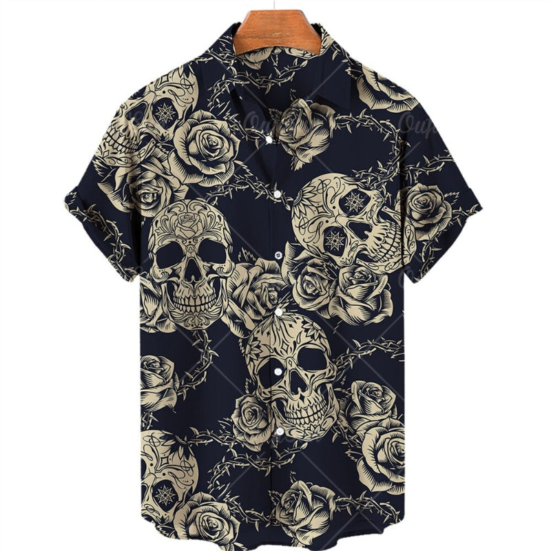Men's Hawaiian Skull Printed Shirts