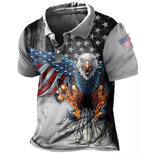 American Liberty Eagle Print Men's Polo T-Shirt