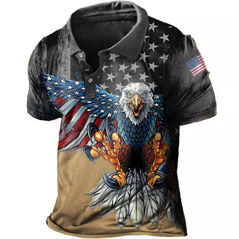 American Liberty Eagle Print Men's Polo T-Shirt