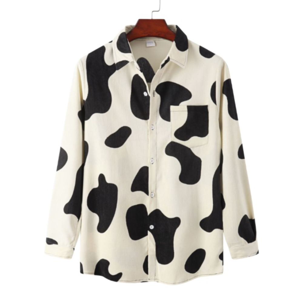 Cow Print Long Sleeve Corduroy