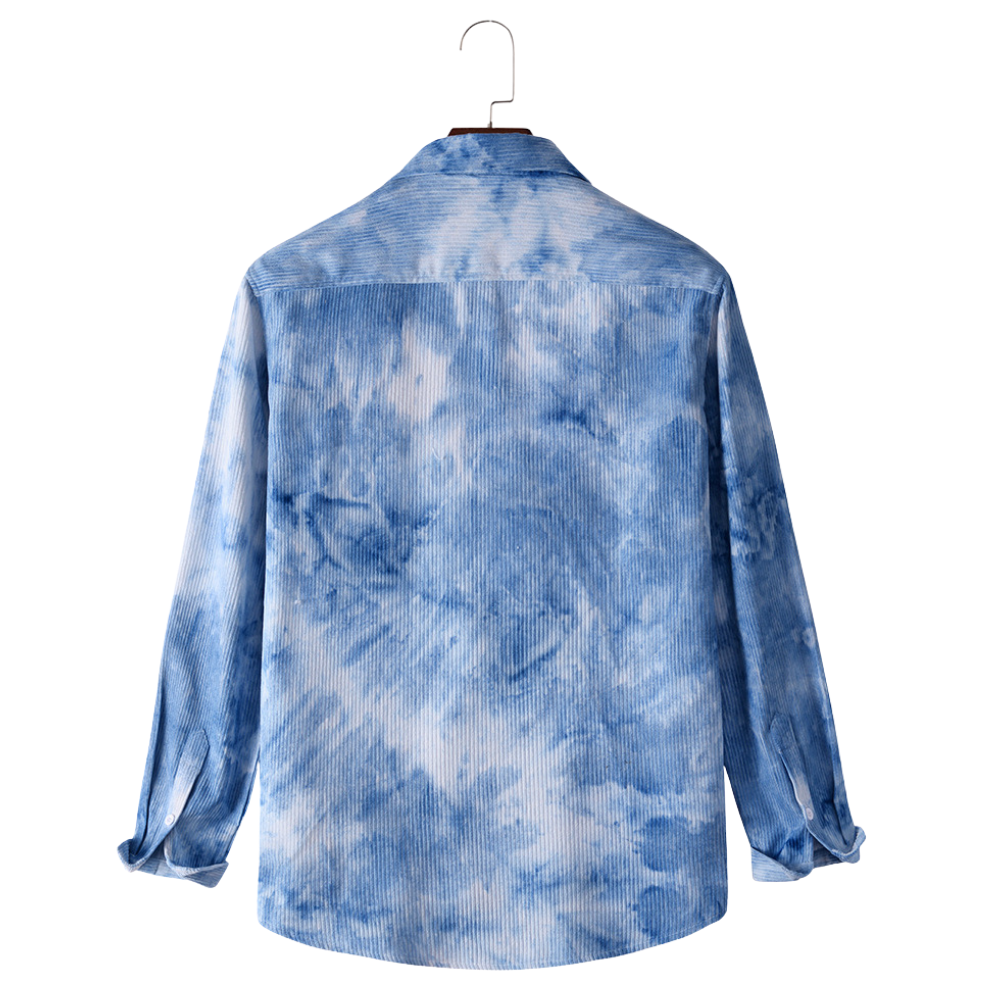 Blue Tie-Dye Corduroy Button Down Shirt