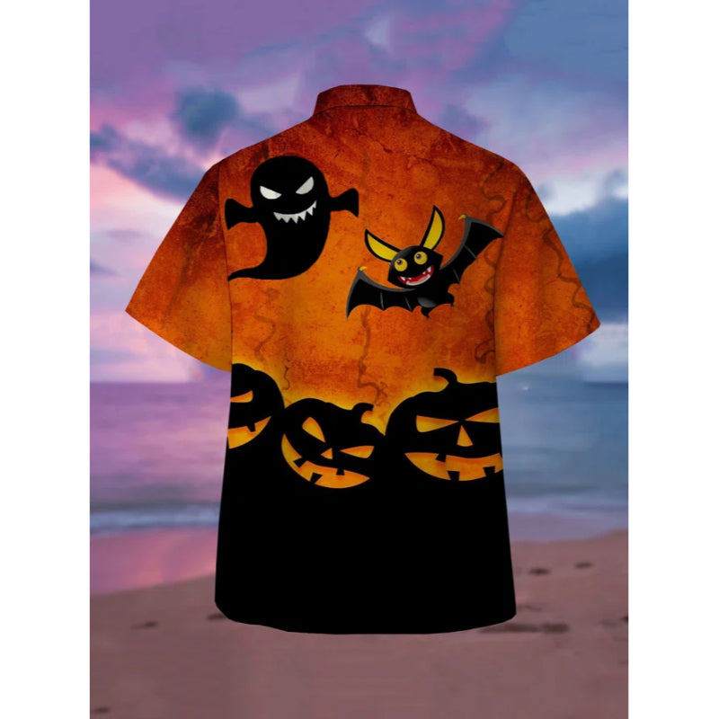Men's Halloween Printed Casual Short Sleeve Shirt