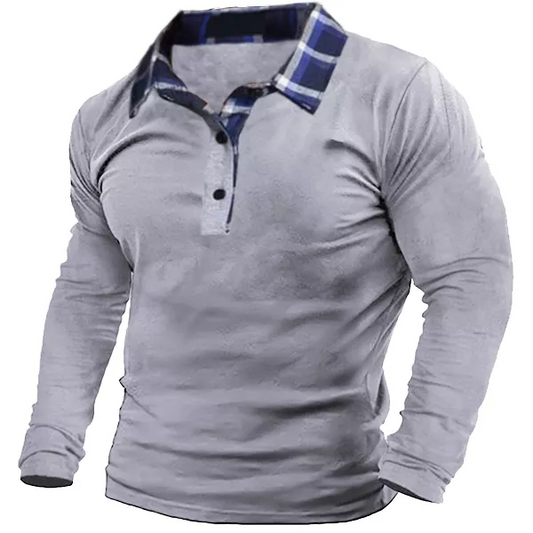 Men's Outdoor Check Polo Neck T-Shirt