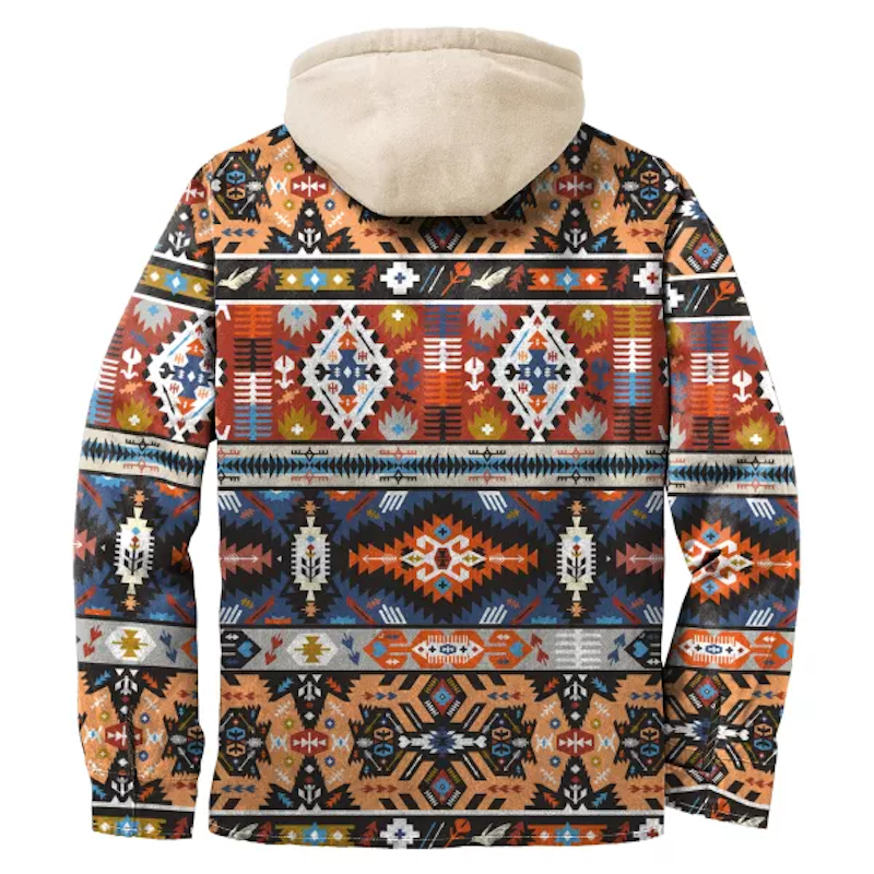 Men's Casual Ethnic Print Hooded Jacket