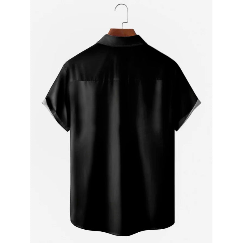 Men's Halloween Skull Print Short Sleeve Shirt