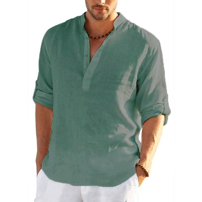 Men's Linen Long Sleeve Casual Solid Shirt