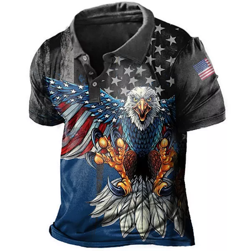 American Liberty Eagle Print Men's Polo T-Shirt