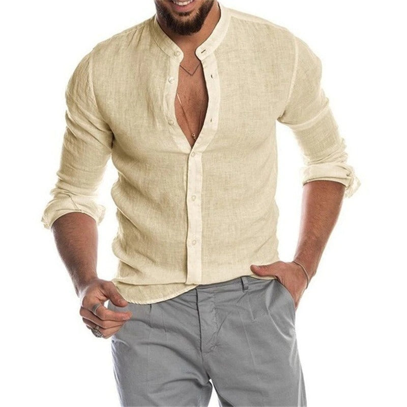 Men's Linen Long Sleeve Shirt Cardigan
